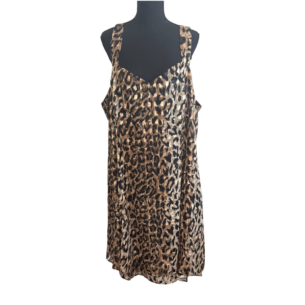 Vintage The Avenue Womens Leopard Print Shimmer Dress Size 26 Mob Wife Glam